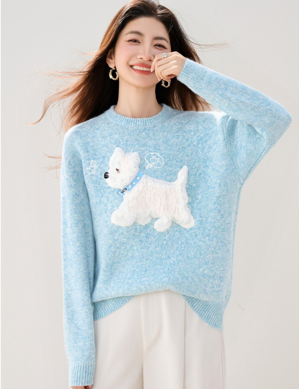 Puppy autumn and winter sweater show young sweet tops for women
