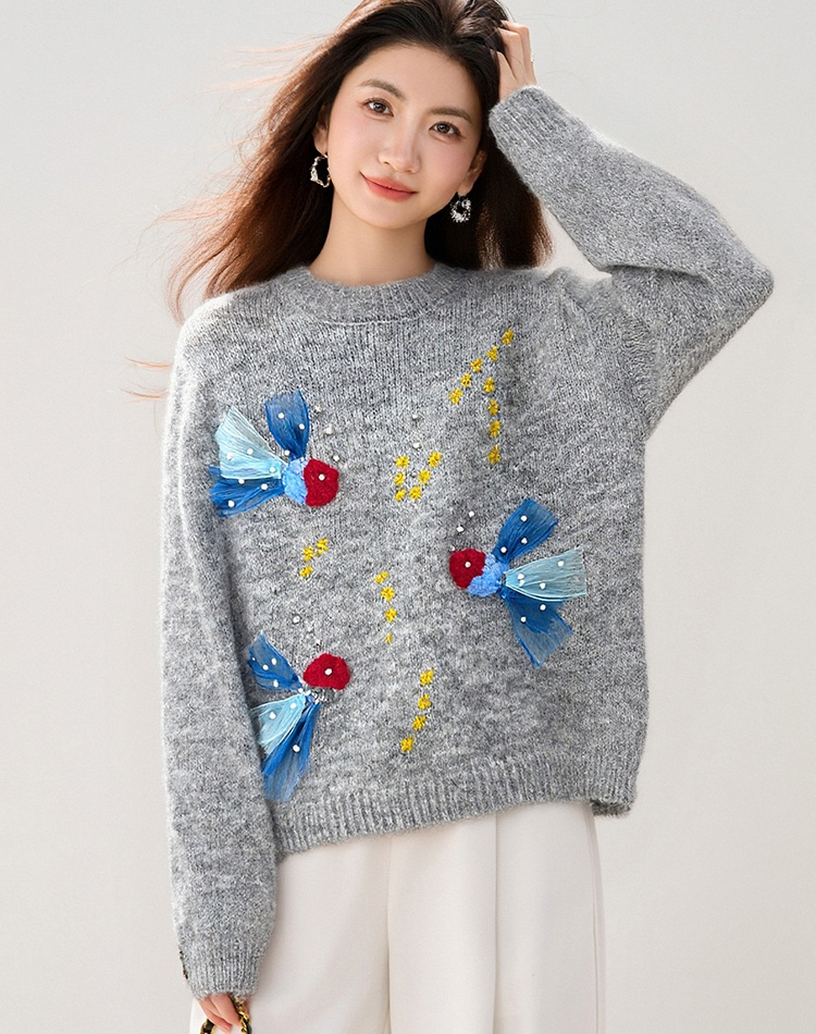 Embroidery autumn sweater lazy tops for women