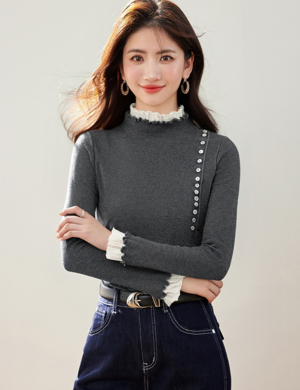 All-match autumn and winter temperament tops for women