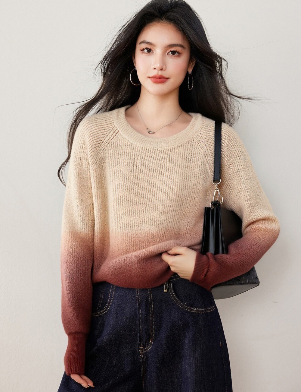 All-match loose winter sweater lazy gradient tops