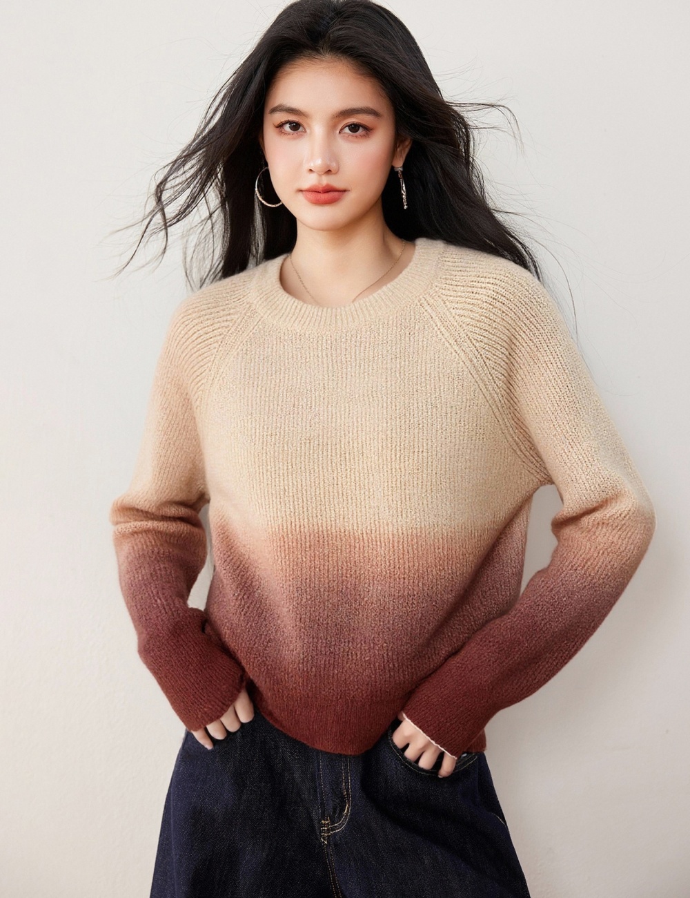 All-match loose winter sweater lazy gradient tops
