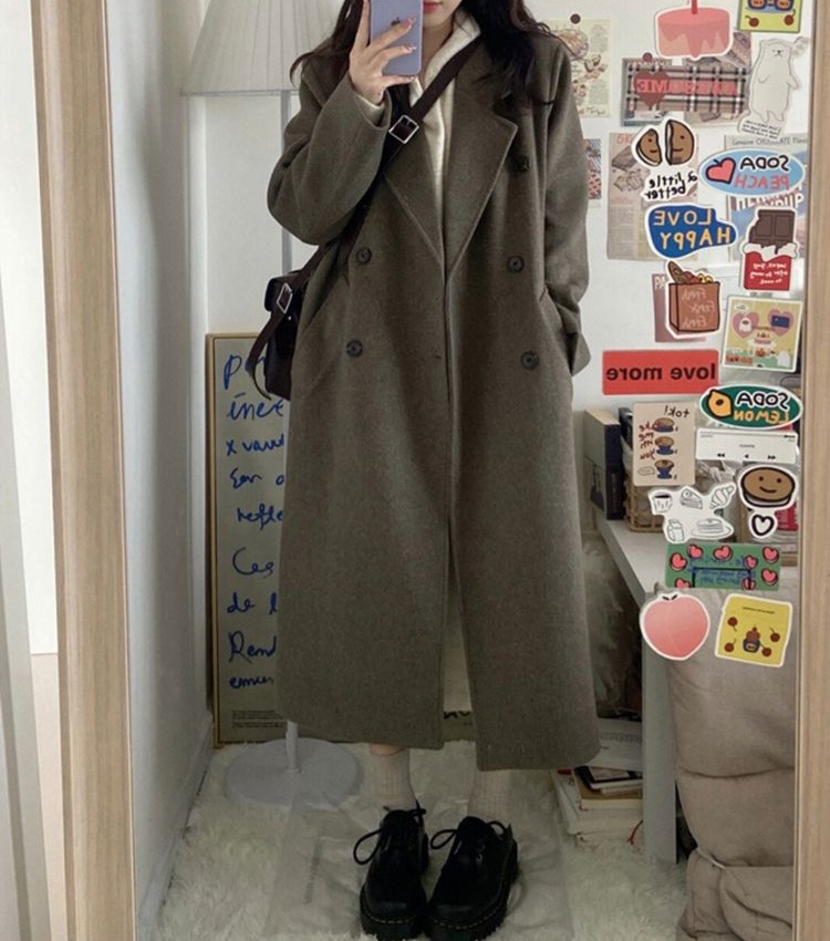 Woolen overcoat autumn and winter woolen coat for women