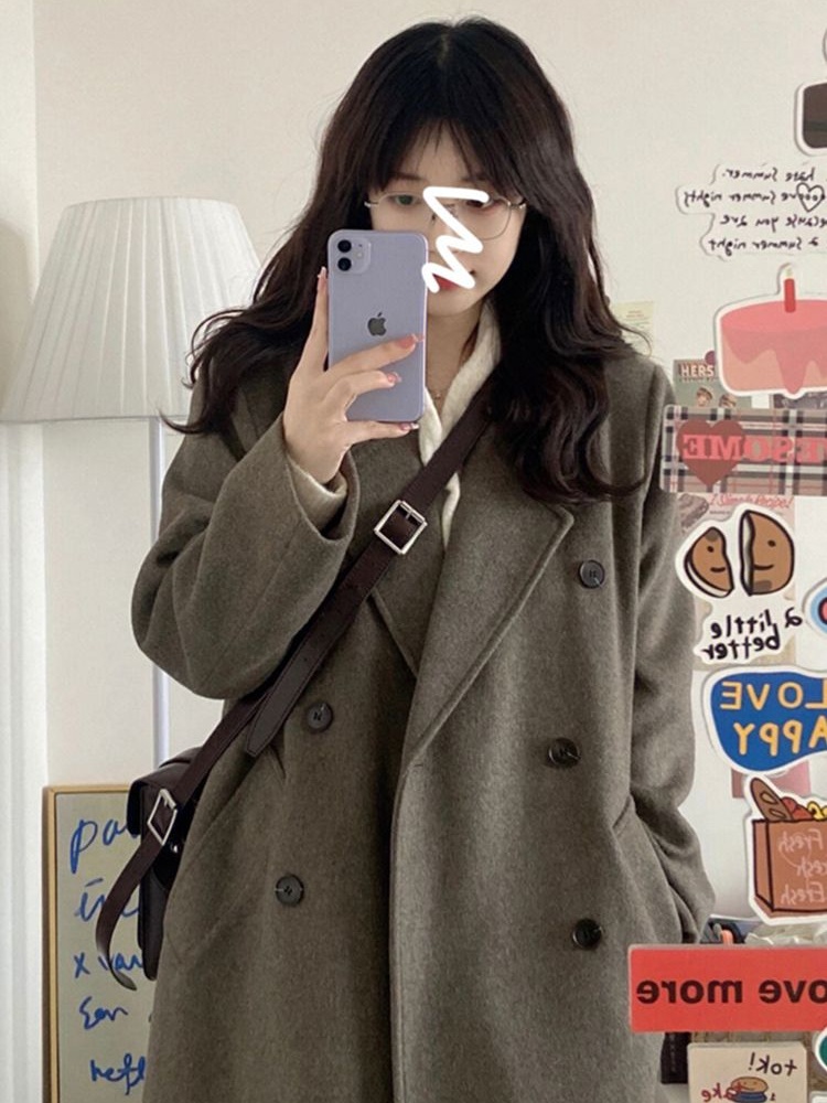 Woolen overcoat autumn and winter woolen coat for women