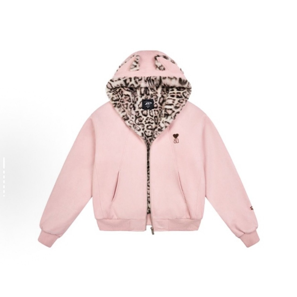 Suede hooded broadcloth coat for women