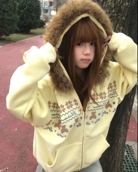 Plus velvet pure cotton coat cotton hoodie for women