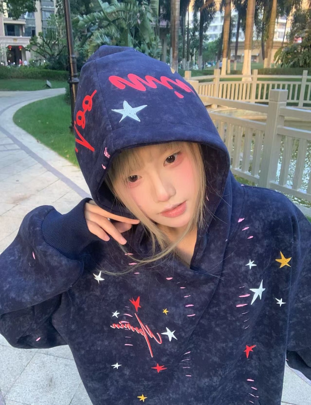 Complex cotton plus velvet pure cotton hoodie for women