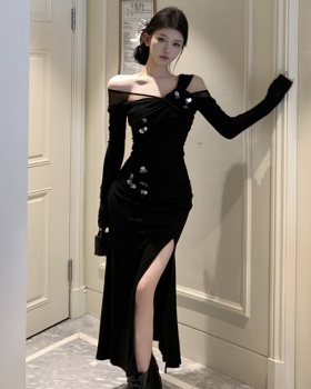 Autumn and winter long dress knitted dress for women