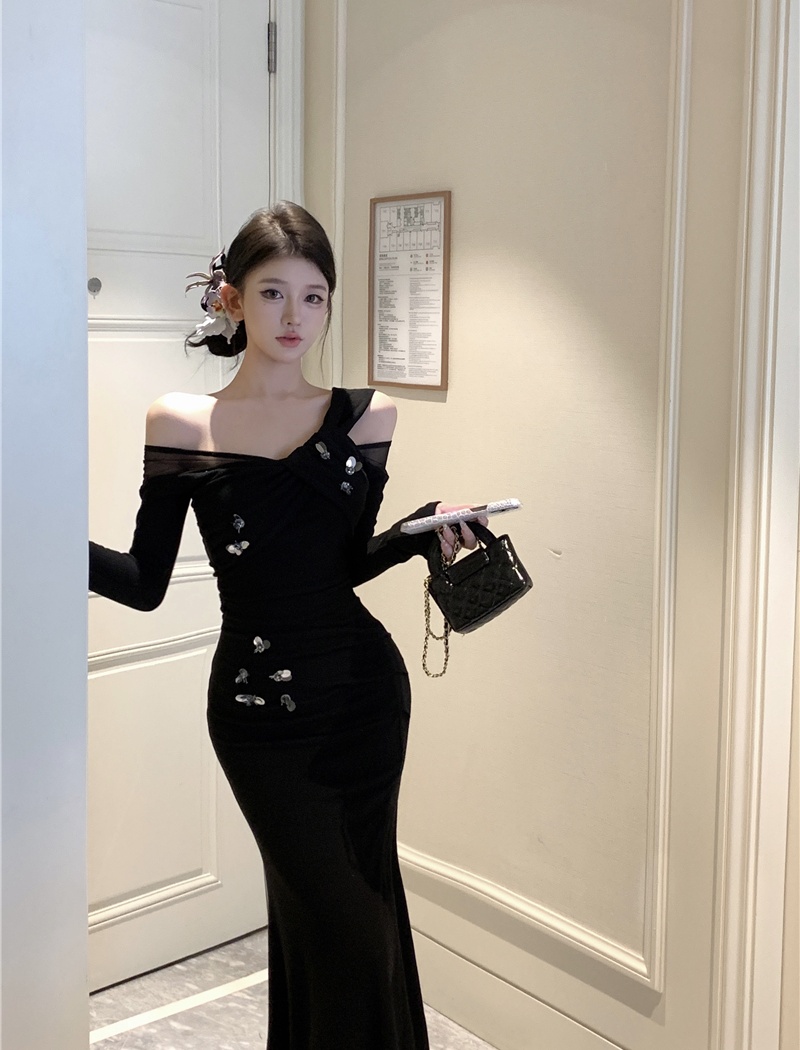 Autumn and winter long dress knitted dress for women