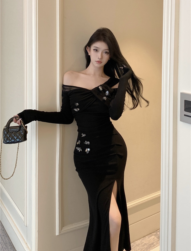 Autumn and winter long dress knitted dress for women