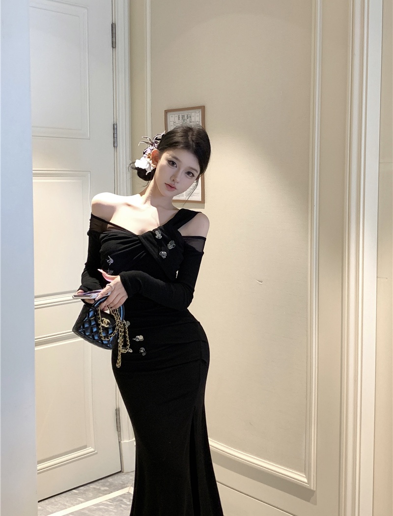 Autumn and winter long dress knitted dress for women