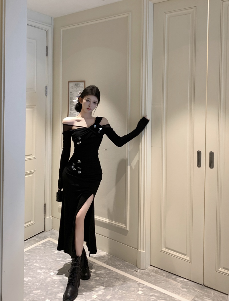 Autumn and winter long dress knitted dress for women