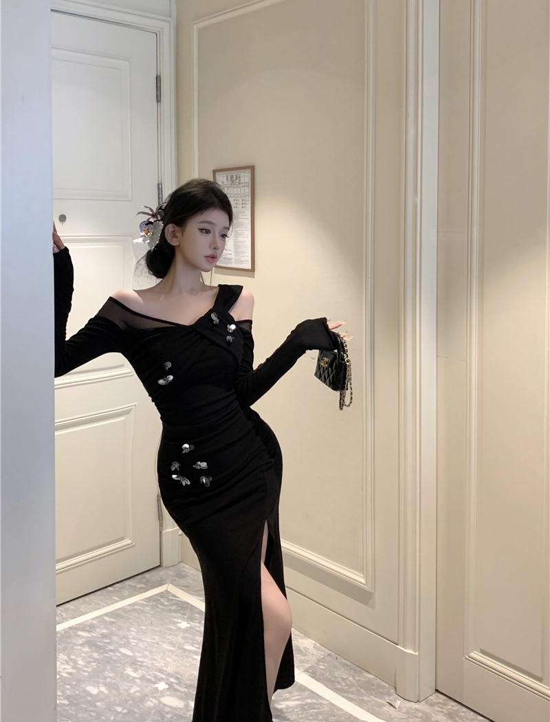 Autumn and winter long dress knitted dress for women