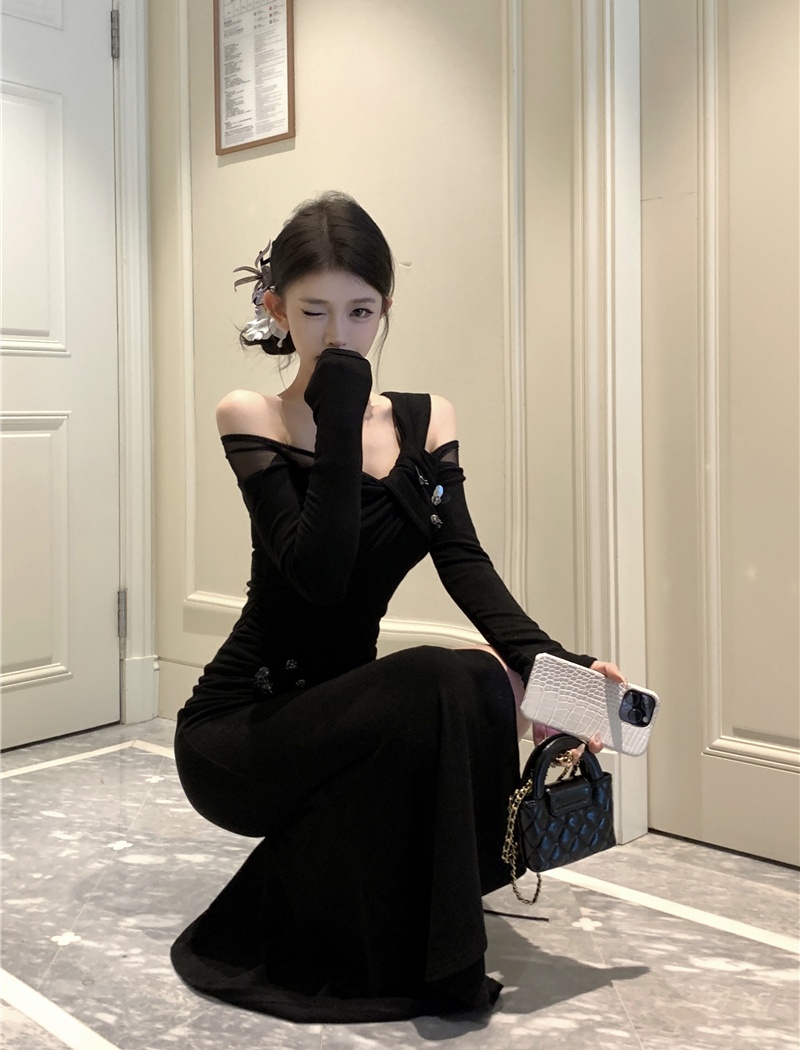 Autumn and winter long dress knitted dress for women