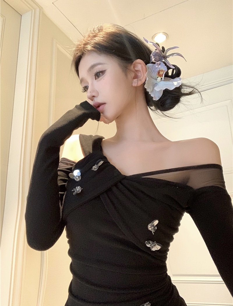 Autumn and winter long dress knitted dress for women