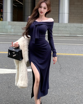 Splice V-neck France style frenum lace dress