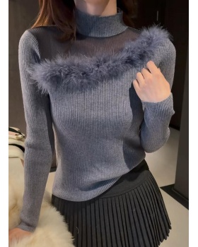 Splice burr bottoming shirt knitted sweater for women