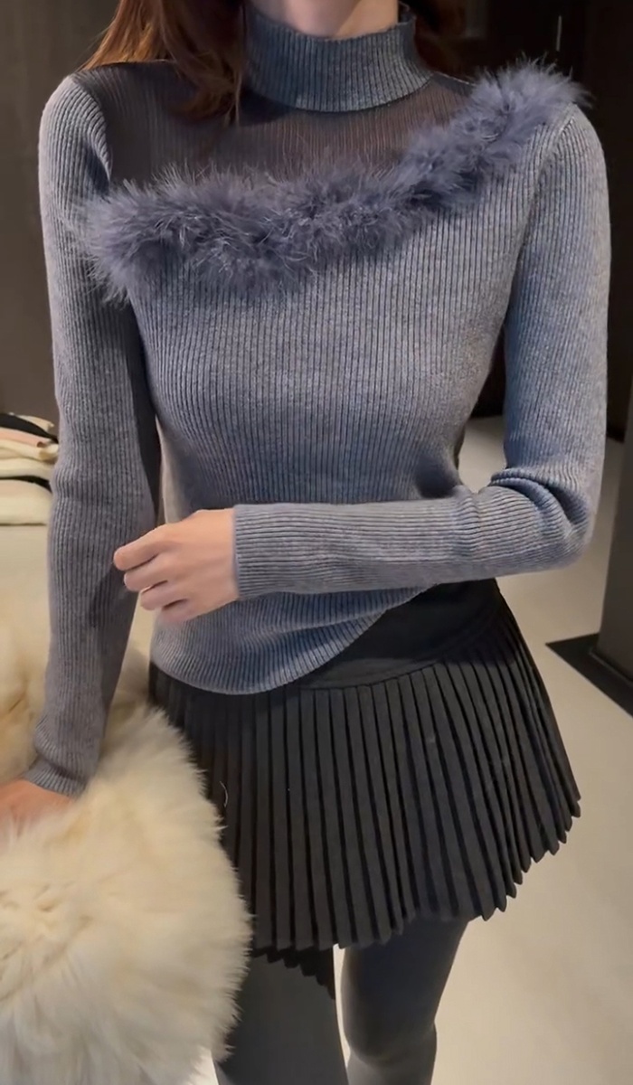 Splice burr bottoming shirt knitted sweater for women