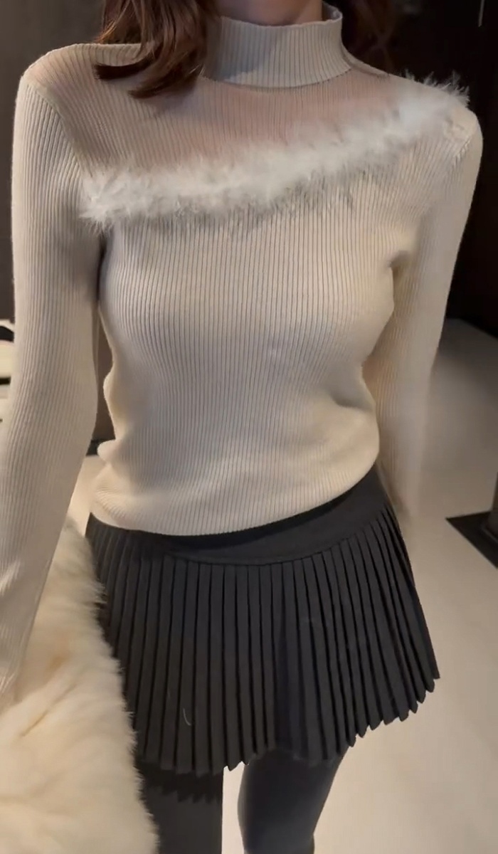 Splice burr bottoming shirt knitted sweater for women