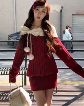 Flat shoulder winter tops strapless knitted dress for women