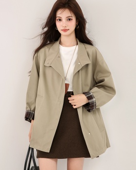 Loose overcoat mixed colors windbreaker for women