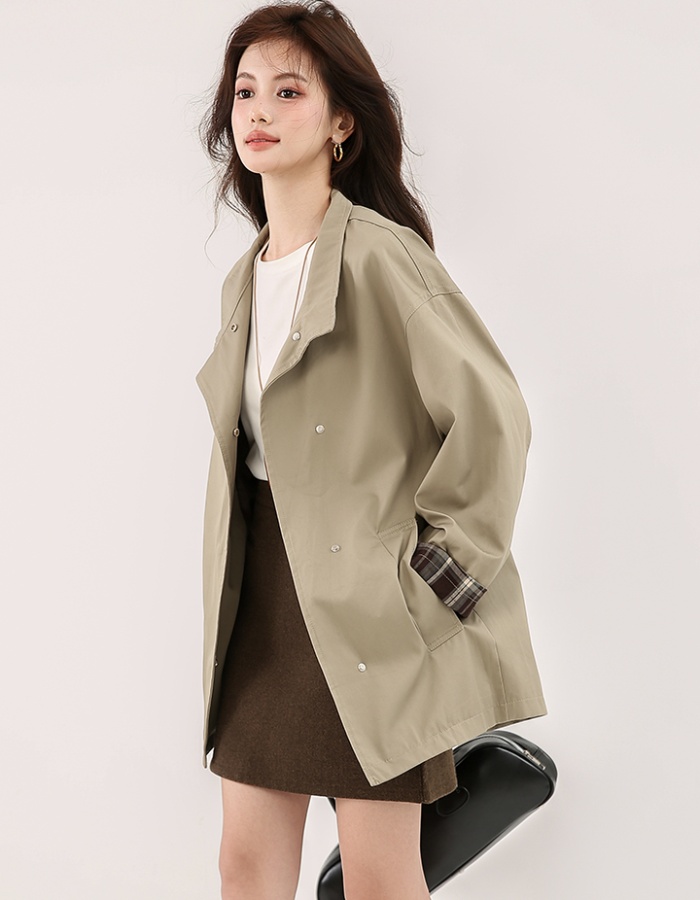 Loose overcoat mixed colors windbreaker for women