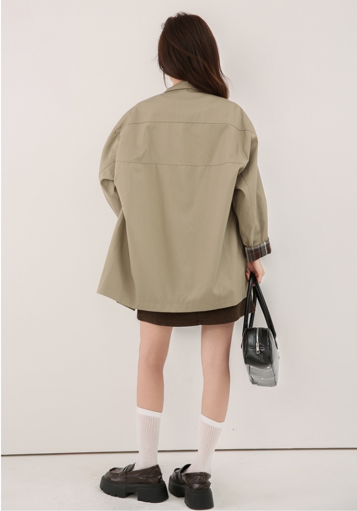 Loose overcoat mixed colors windbreaker for women