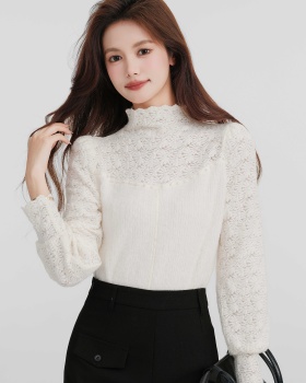 White pearl bottoming shirt thick tops for women