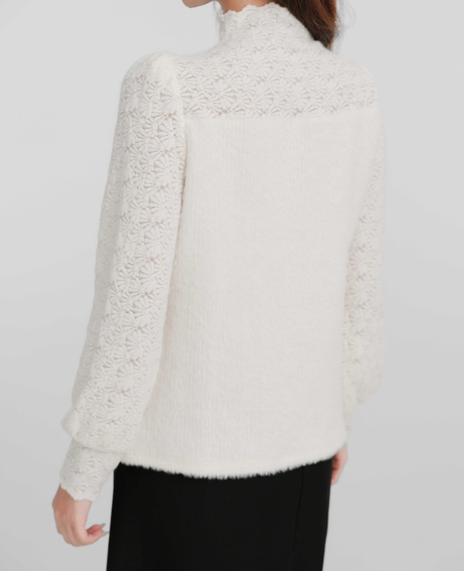 White pearl bottoming shirt thick tops for women