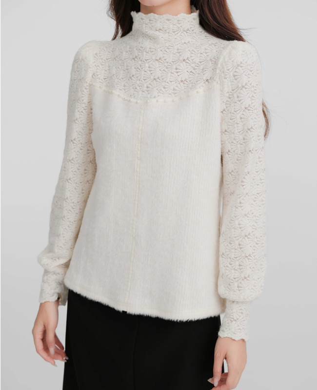 White pearl bottoming shirt thick tops for women