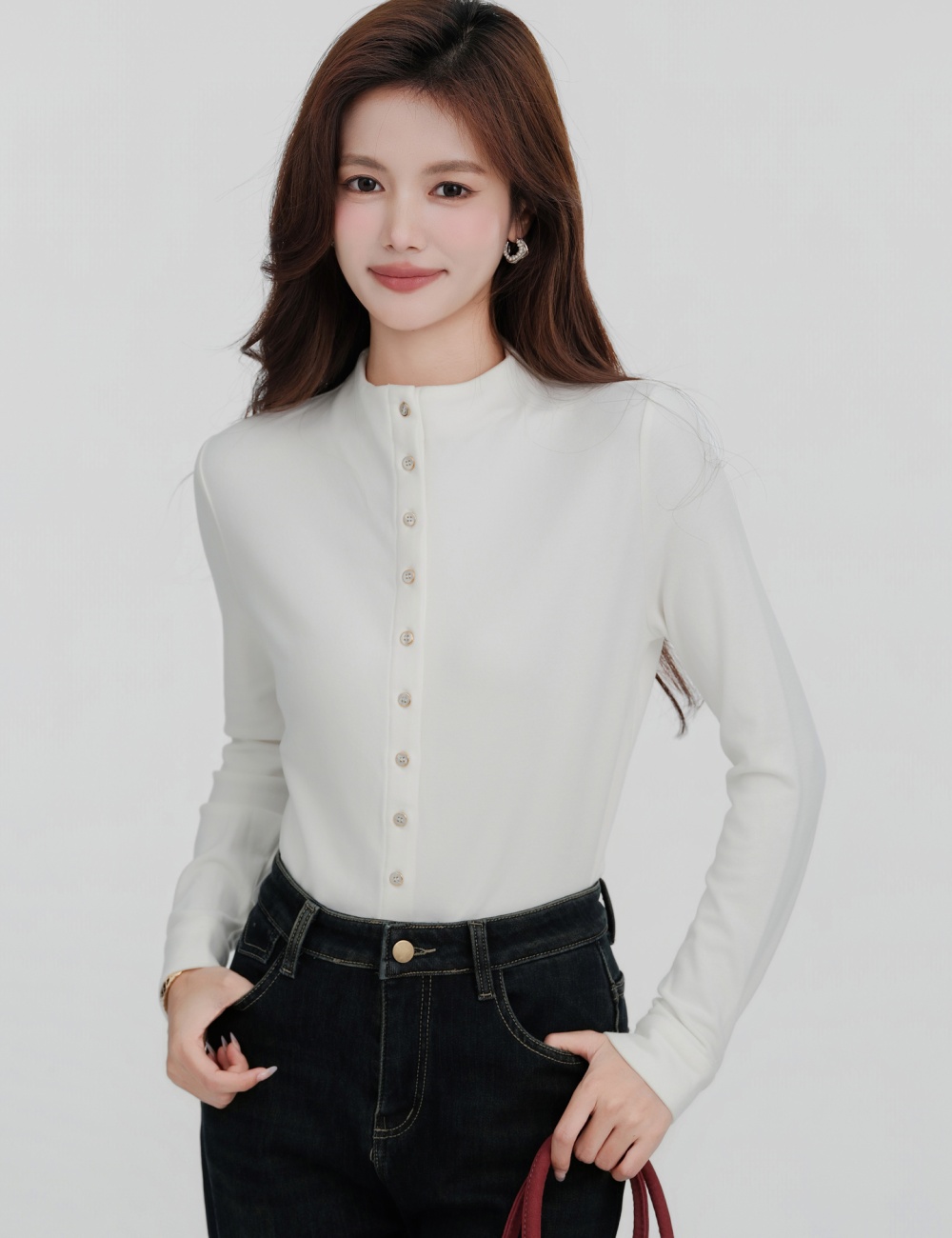 Thermal cstand collar shirt autumn and winter tops