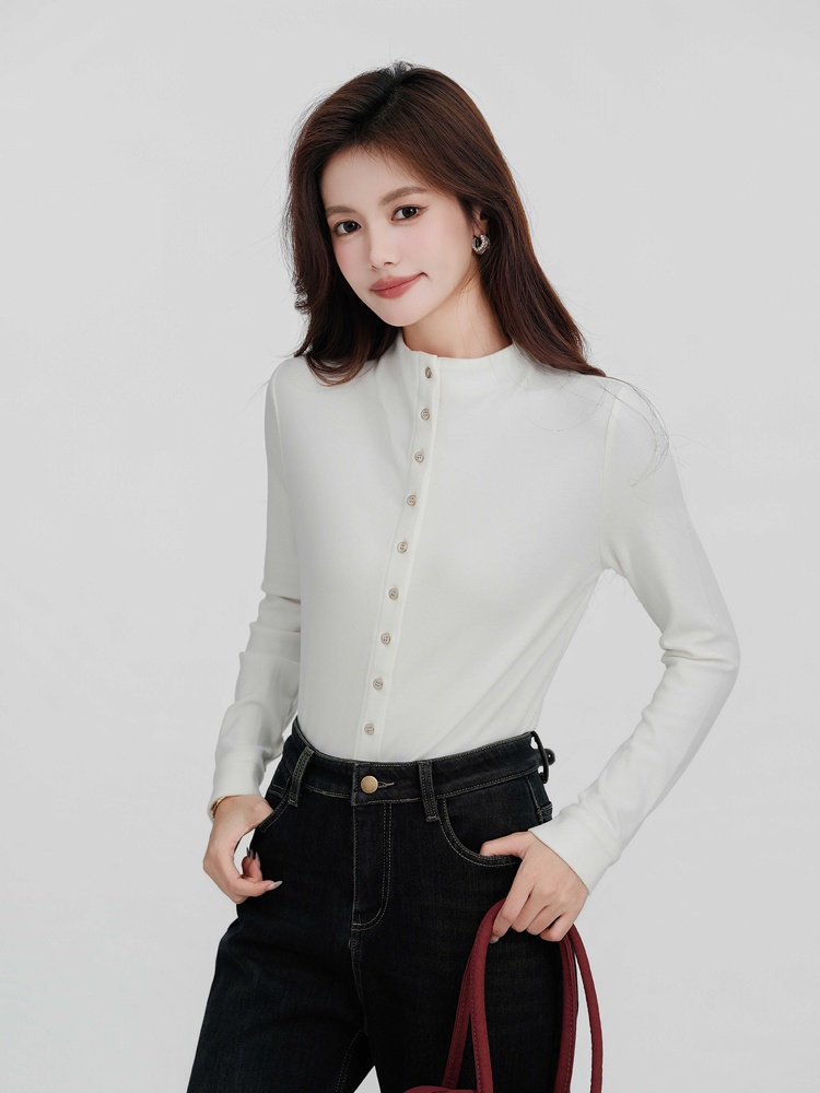 Thermal cstand collar shirt autumn and winter tops