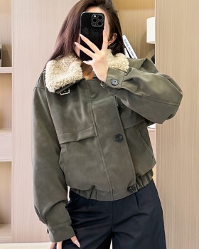Retro short coat winter suede work clothing
