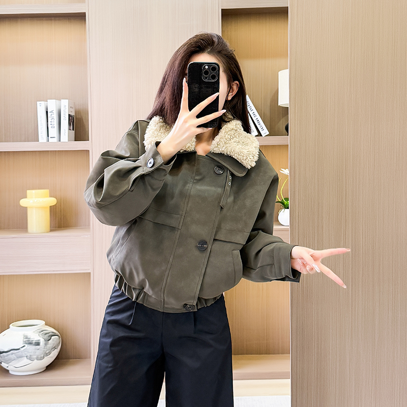 Retro short coat winter suede work clothing