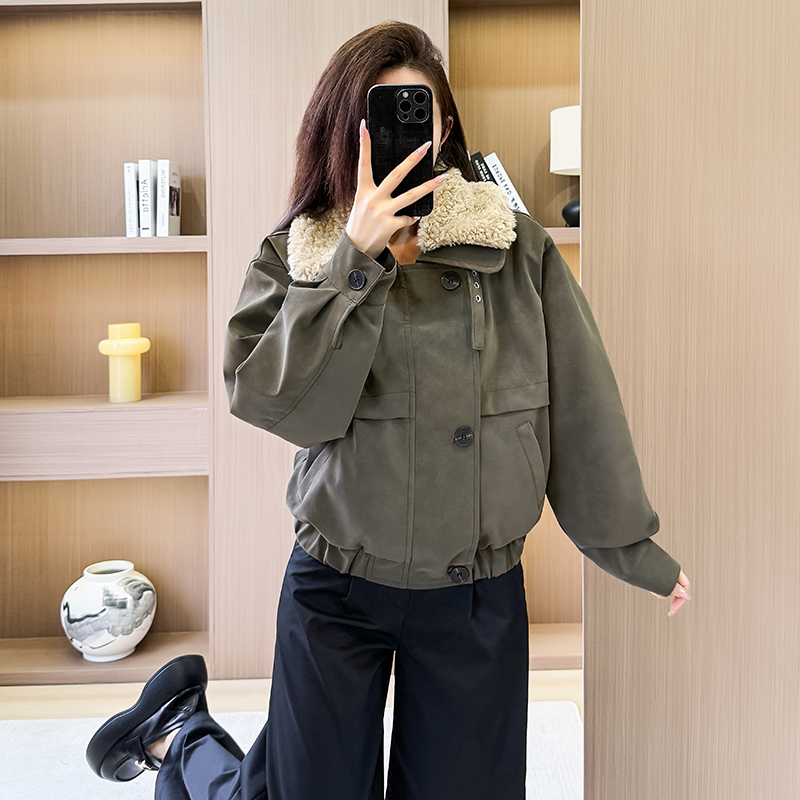 Retro short coat winter suede work clothing