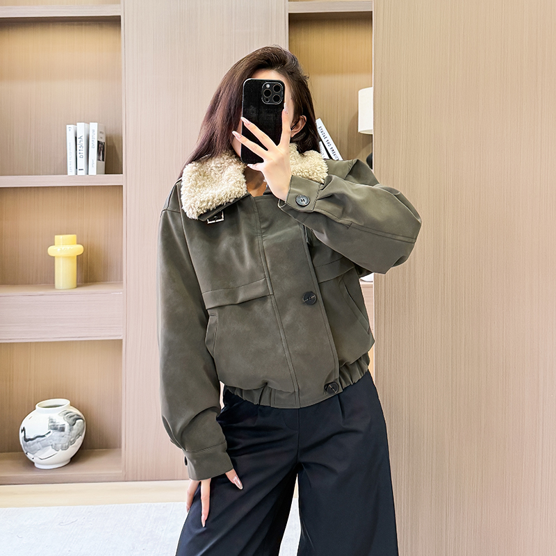 Retro short coat winter suede work clothing