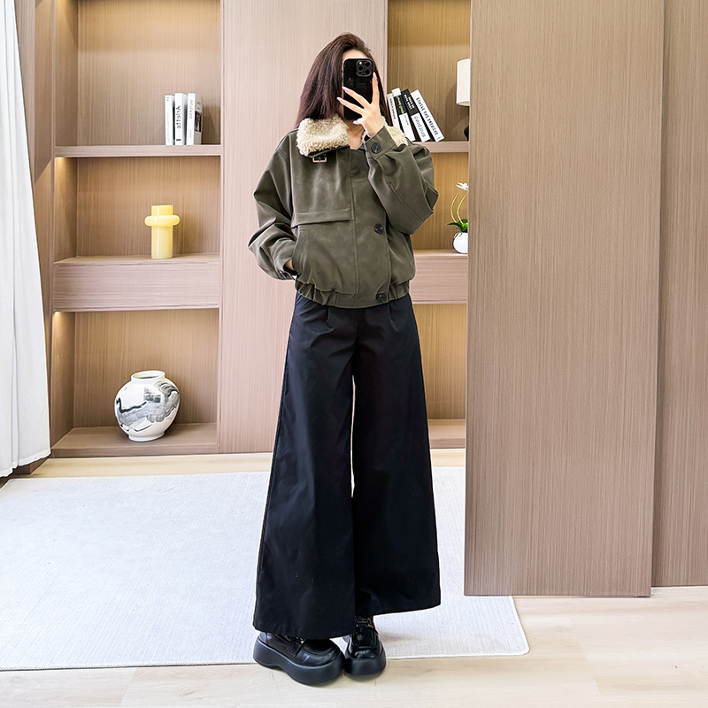 Retro short coat winter suede work clothing