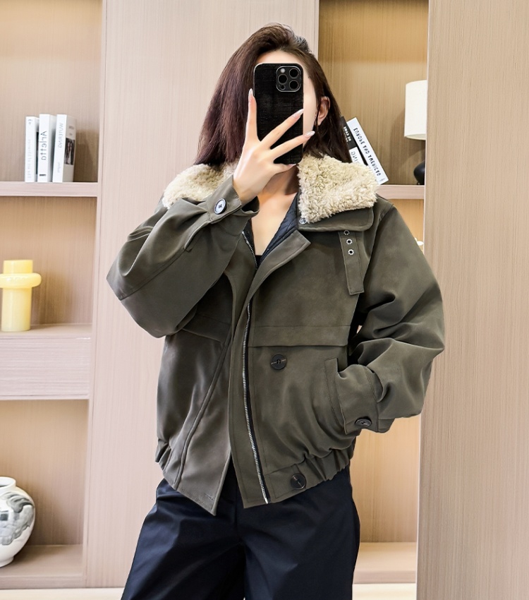Retro short coat winter suede work clothing