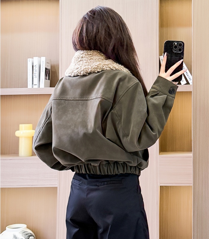 Retro short coat winter suede work clothing