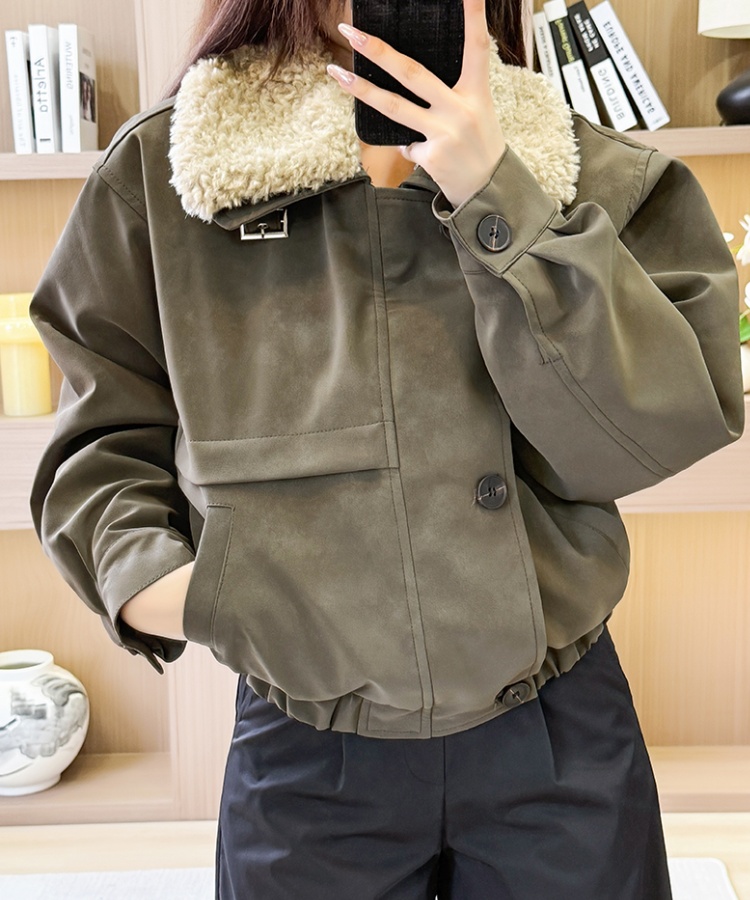 Retro short coat winter suede work clothing