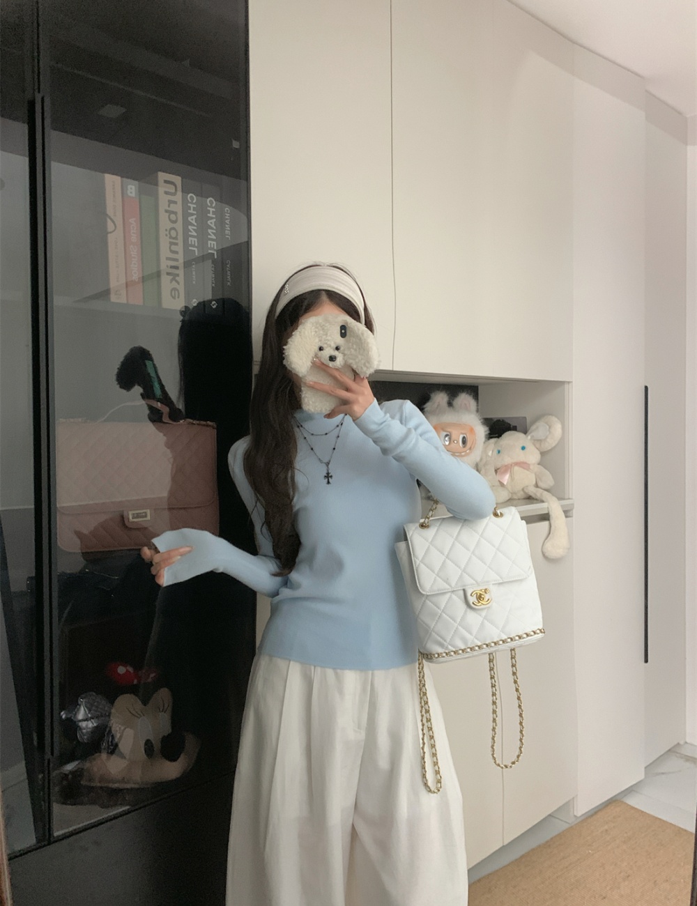 Stand collar inside the ride tops knitted sweater