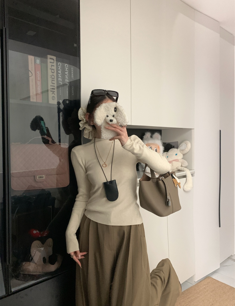 Stand collar inside the ride tops knitted sweater