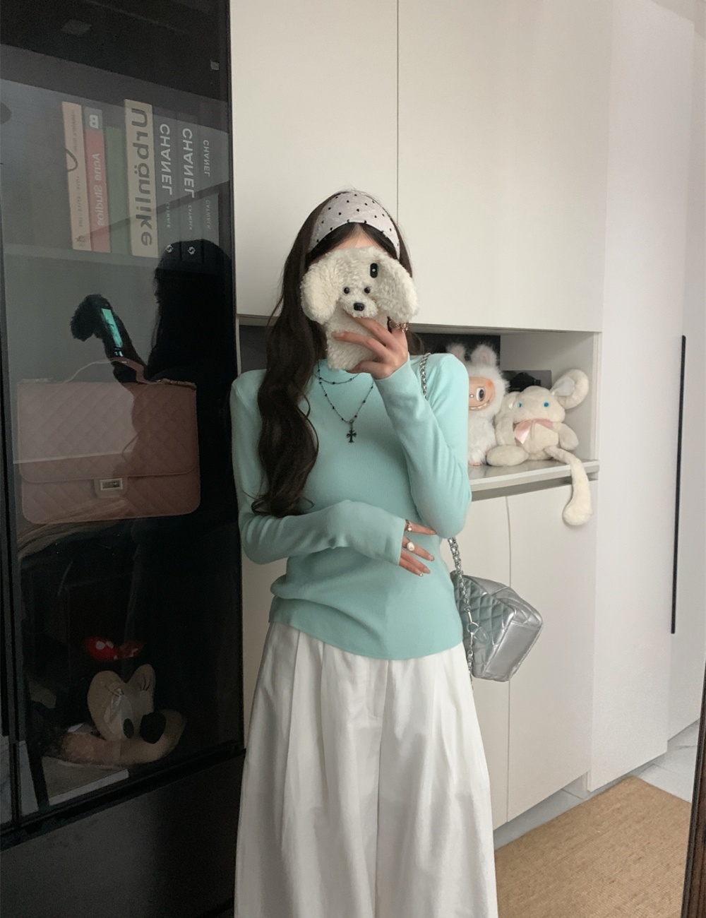 Stand collar inside the ride tops knitted sweater