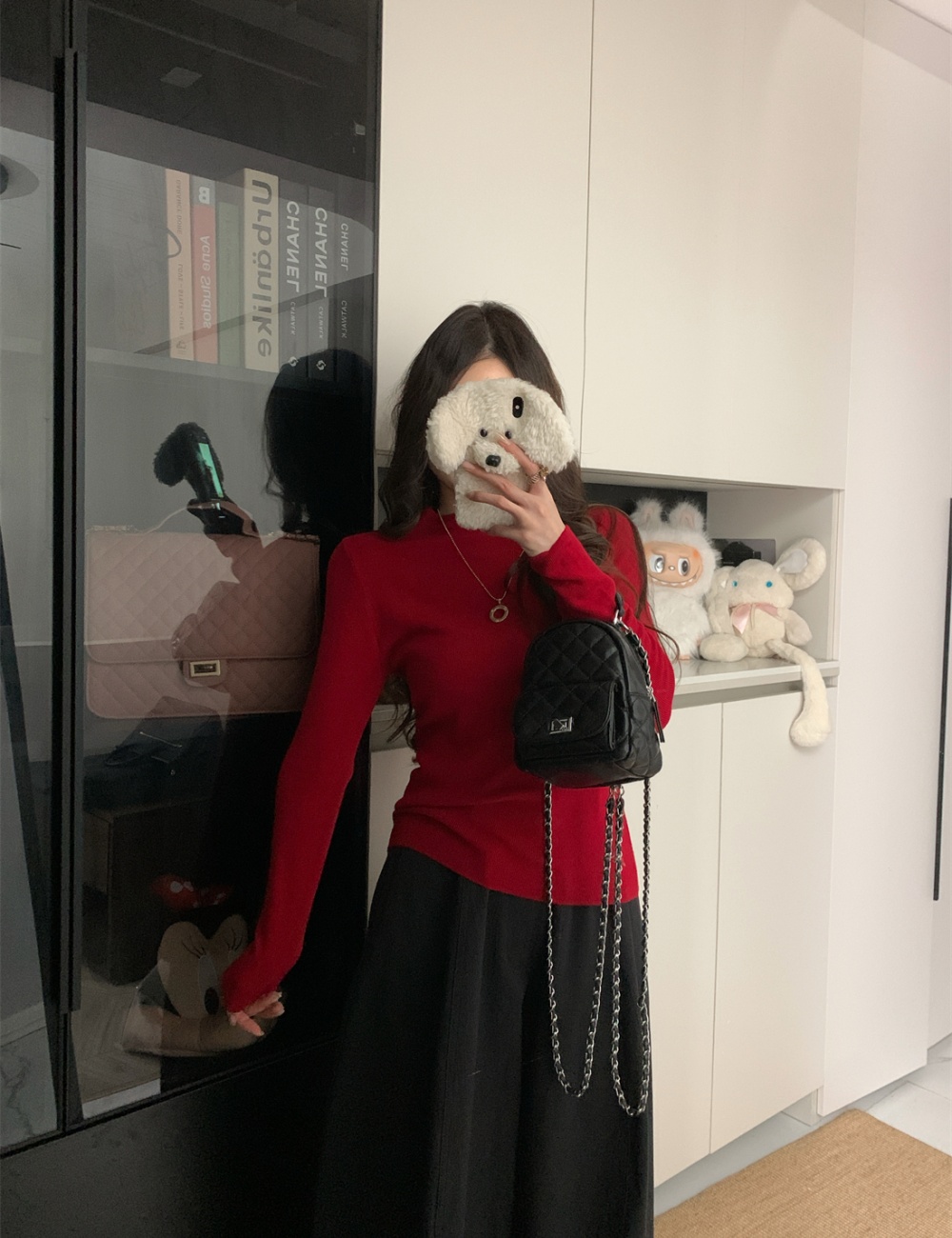 Stand collar inside the ride tops knitted sweater