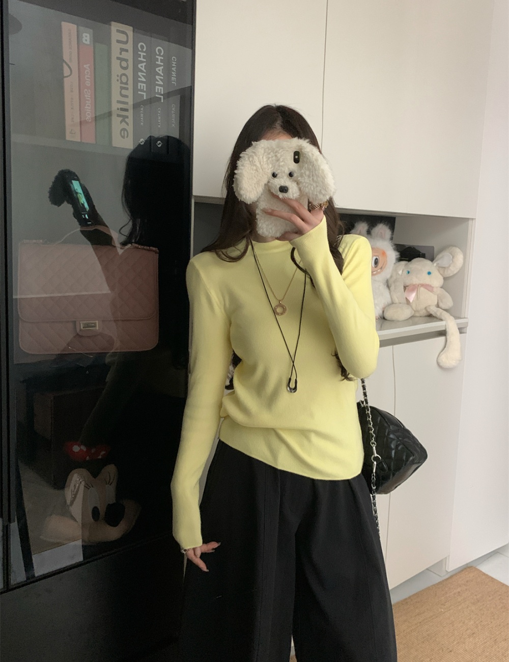 Stand collar inside the ride tops knitted sweater