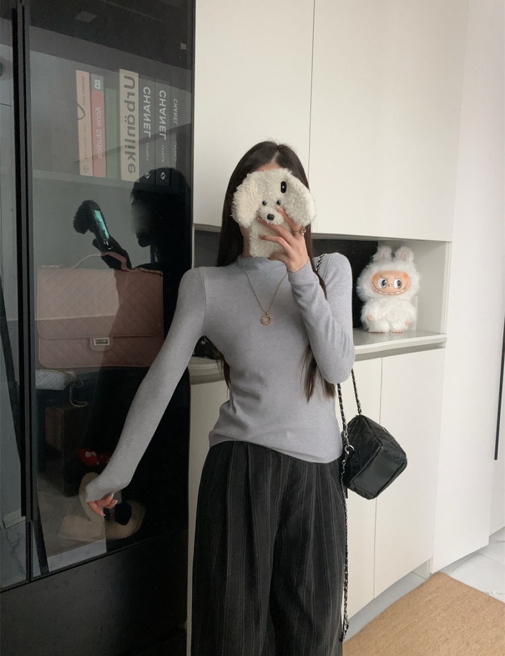 Stand collar inside the ride tops knitted sweater