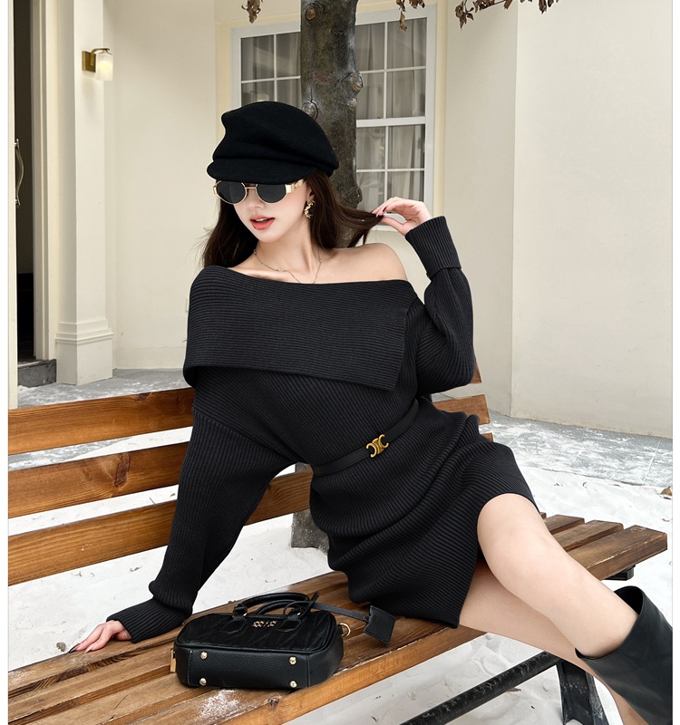 Strapless ladies dress knitted sweater dress for women