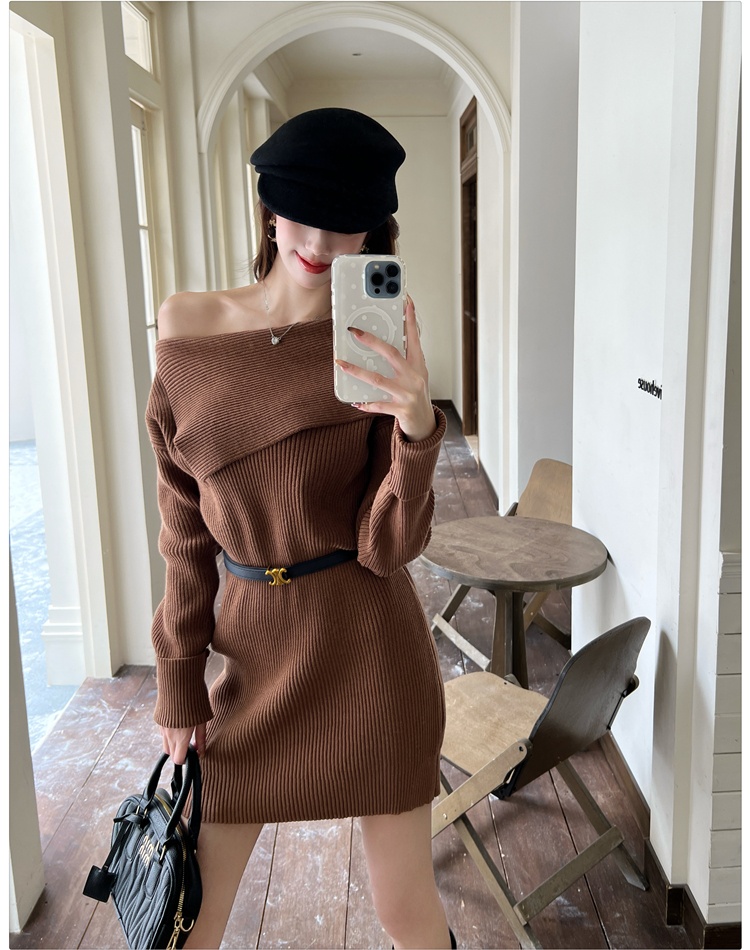 Strapless ladies dress knitted sweater dress for women