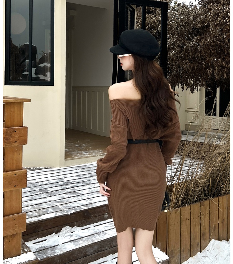 Strapless ladies dress knitted sweater dress for women
