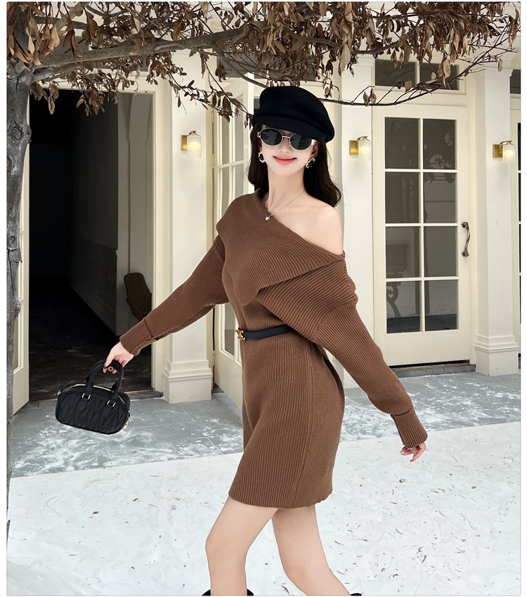 Strapless ladies dress knitted sweater dress for women