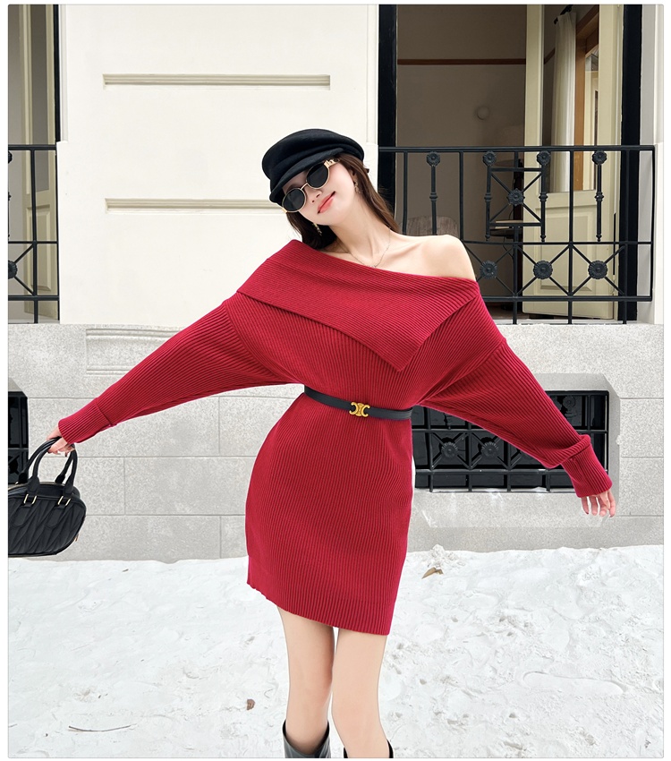 Strapless ladies dress knitted sweater dress for women